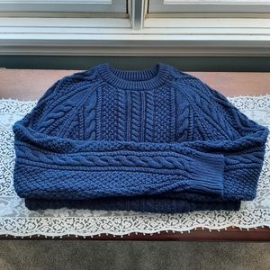 J Crew Cableknit Navy 100% cotton size M